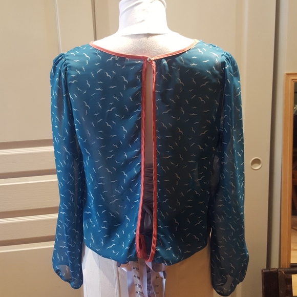 Teal printed Blouse - Picture 7 of 10